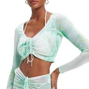 GOOD AMERICAN ❤️‍🔥 RUCHED MESH CROP TOP NWT